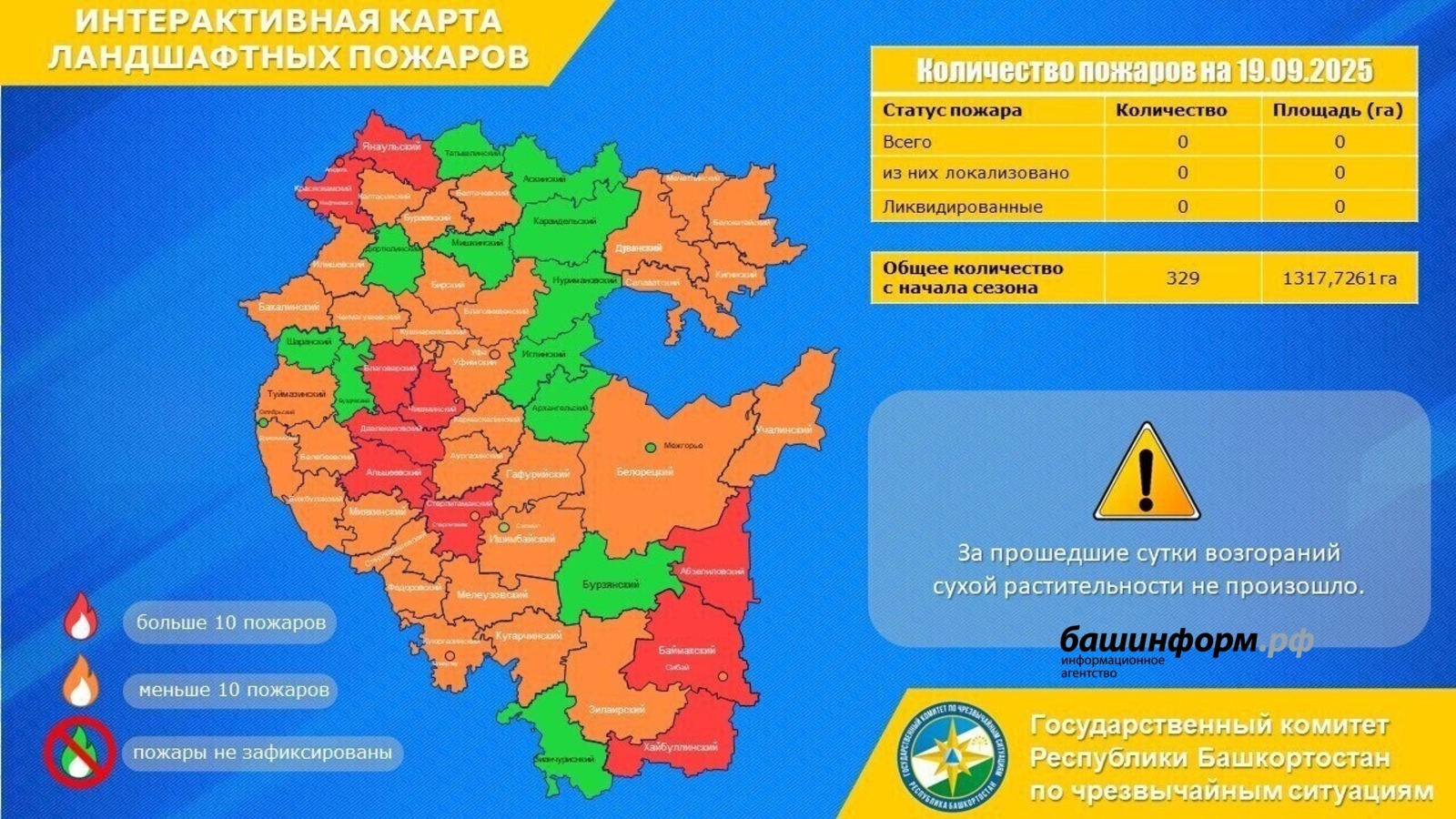 В Башкирии наблюдается спокойная ситуация по лесным пожарам