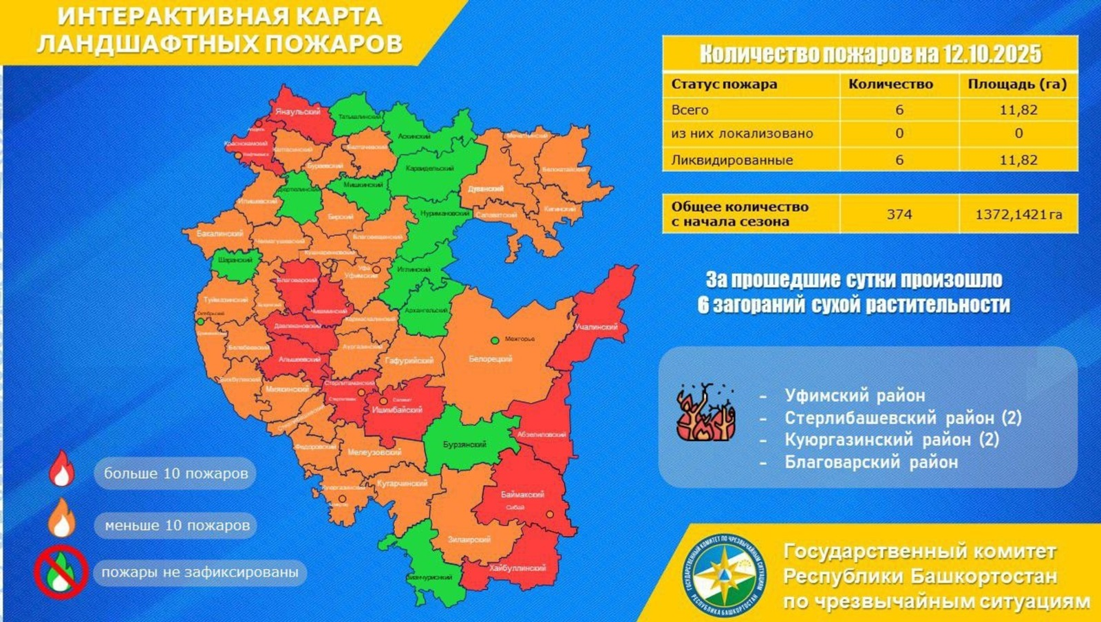 За минувшие сутки в Башкирии возник лесной пожар
